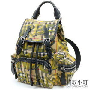 Burberry London Backpack Check Haymarket Graffiti Shoulder Bag YELLOW